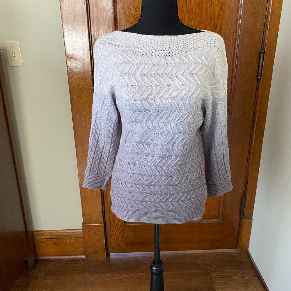New York & Company White to Gray Sweater  3/4 sleeve length